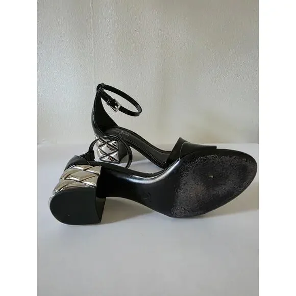 Louis Vuitton Black Patent Leather Silver-tone Sandals 36 sz - Picture 14 of 16